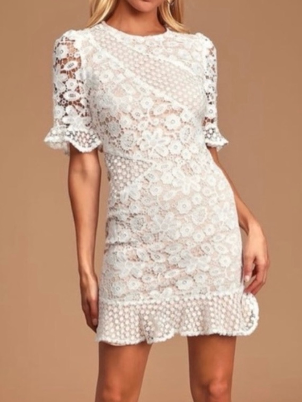 NWOT lulus My Dearest White Lace Dress l  Wedding l Homecoming l White Night